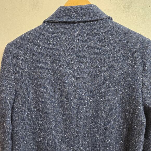 LL Bean Womens Equestrian Preppy Minimalist Wool Silk Mottled Tweed Jacket LP - Picture 8 of 12